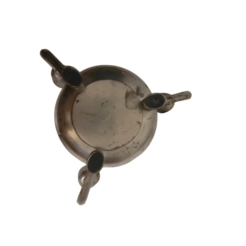 Taper Candle Holder (3)-Arm Lotus Flower Silver‎ Finish
